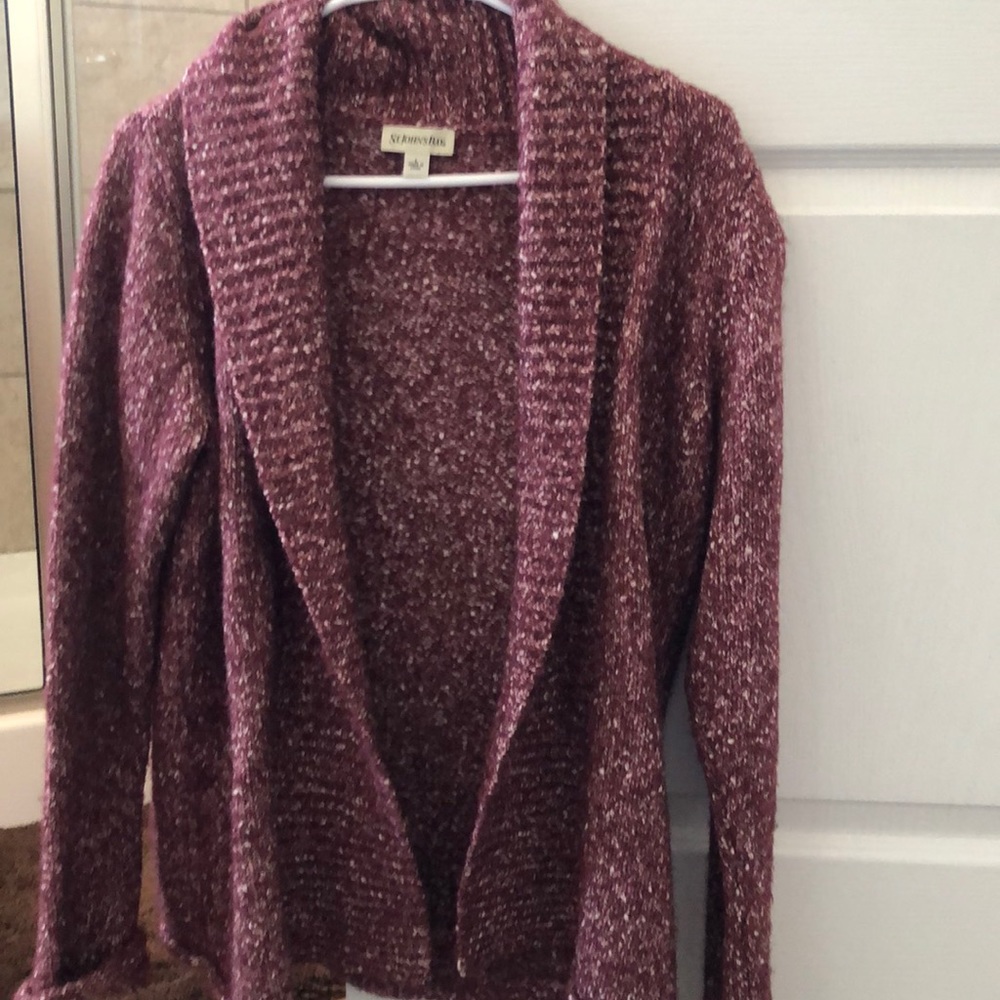 Red and white freckled sweater